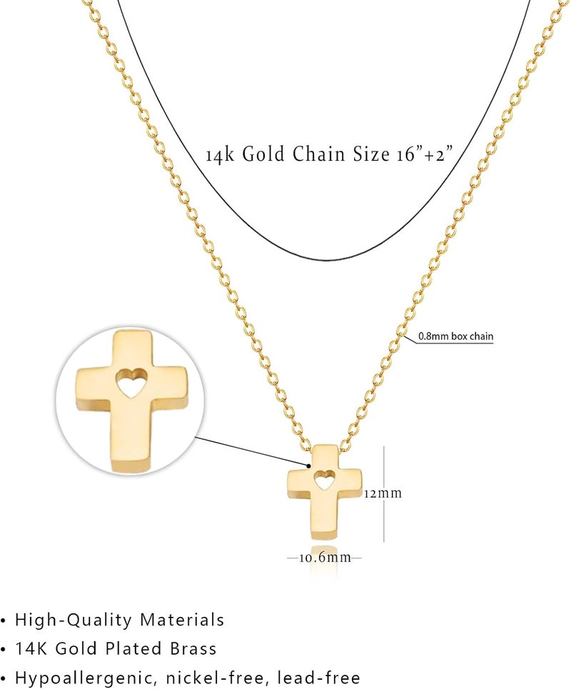 Partm Gold Cross Necklace for Women 14K Plated Dainty Pendant Cross Chain Faith Crucifix Choker Baptism Necklace for Women Trendy Religious Jewelry Hypoallergenic - Image 5
